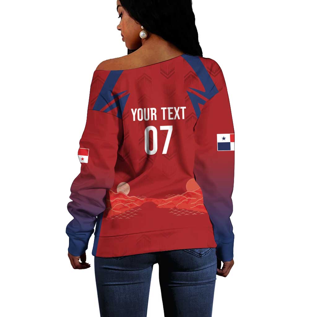 Afro-Panama Football 2026 Custom Off Shoulder Sweater La Marea Roja Making History - African Pride