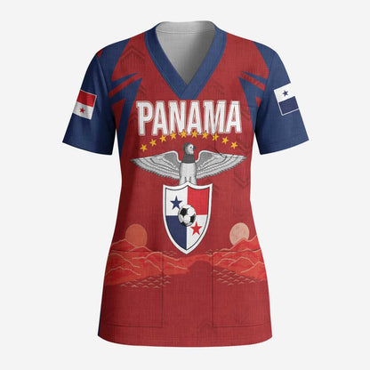 Afro-Panama Football 2026 Custom Scrub Top La Marea Roja Making History - African Pride