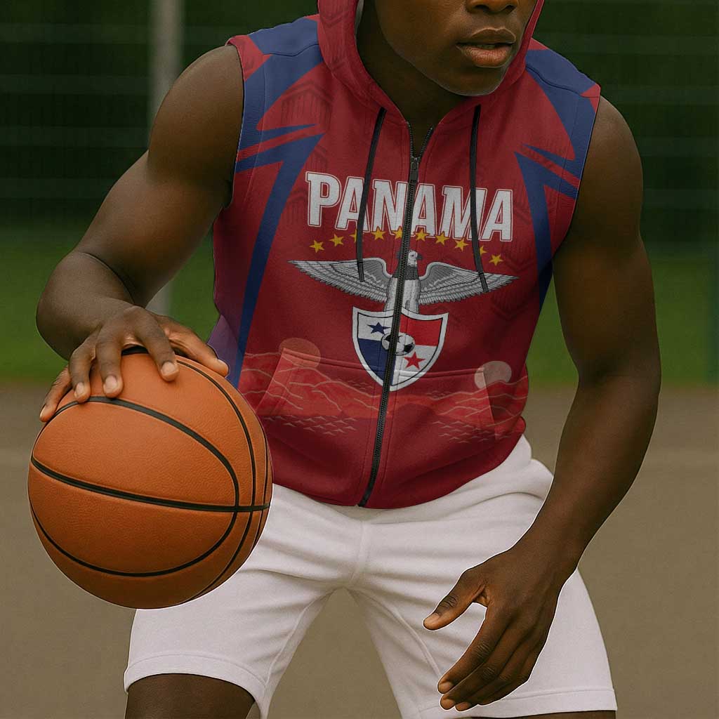 Afro-Panama Football 2026 Custom Sleeveless Zip Hoodie La Marea Roja Making History - African Pride