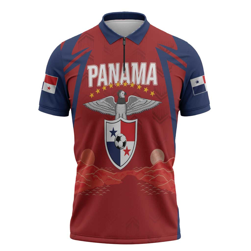 Afro-Panama Football 2026 Custom Zipper Polo Shirt La Marea Roja Making History - African Pride