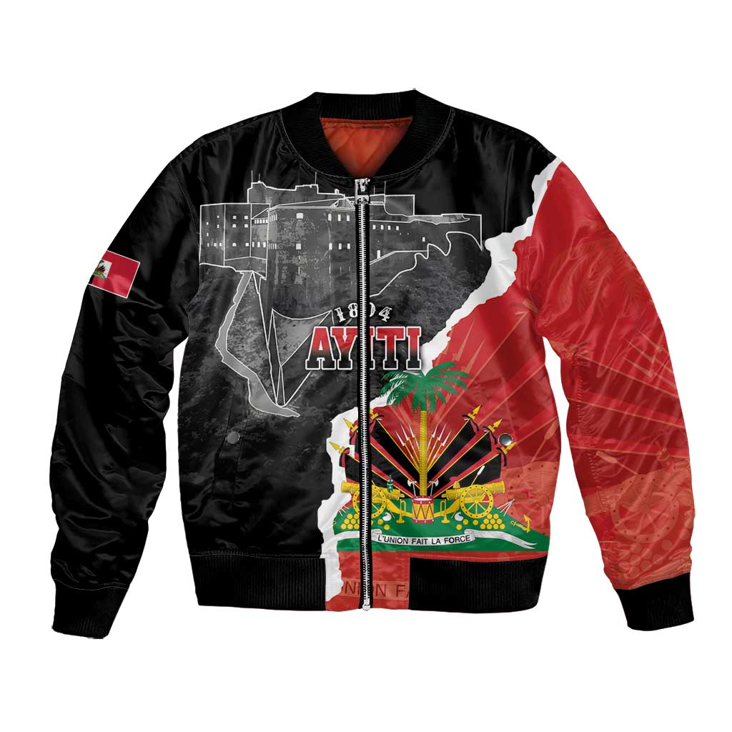 Personalized Haiti First Black Republic 1804 Bomber Jacket Ayiti Citadel Laferriere