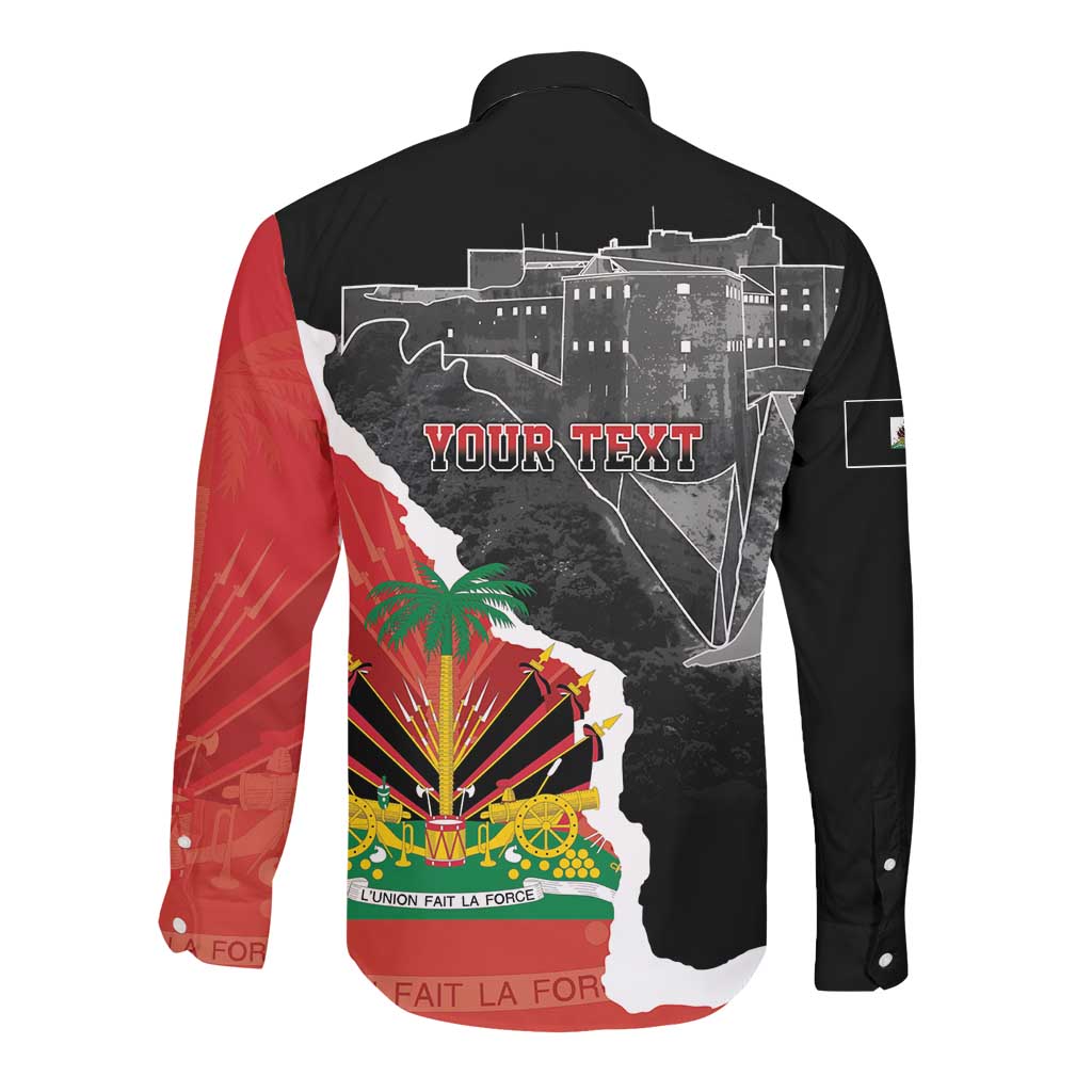 Personalized Haiti First Black Republic 1804 Long Sleeve Button Shirt Ayiti Citadel Laferriere