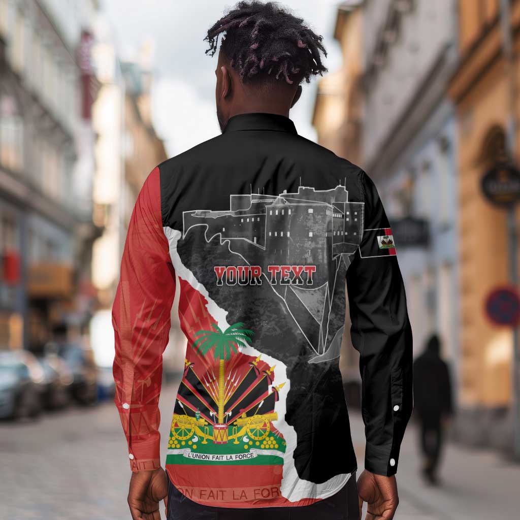 Personalized Haiti First Black Republic 1804 Long Sleeve Button Shirt Ayiti Citadel Laferriere