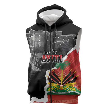 Personalized Haiti First Black Republic 1804 Sleeveless Zip Hoodie Ayiti Citadel Laferriere - African Pride