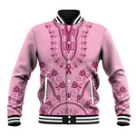 Afro Breast Cancer Awareness Dashiki Baseball Jacket Glamorous Pink - African Pride