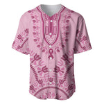 Afro Breast Cancer Awareness Dashiki Baseball Jersey Glamorous Pink - African Pride