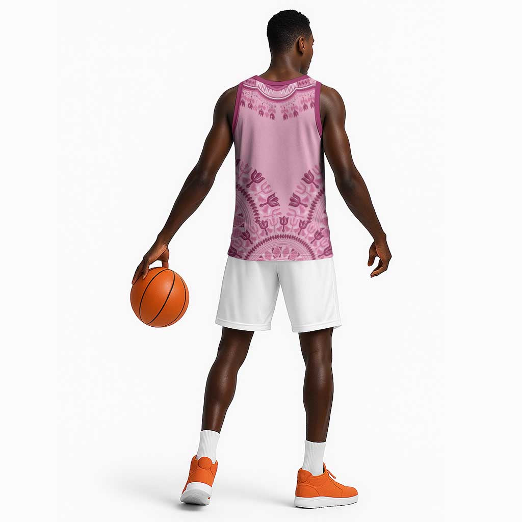 Afro Breast Cancer Awareness Dashiki Basketball Jersey Glamorous Pink LT7