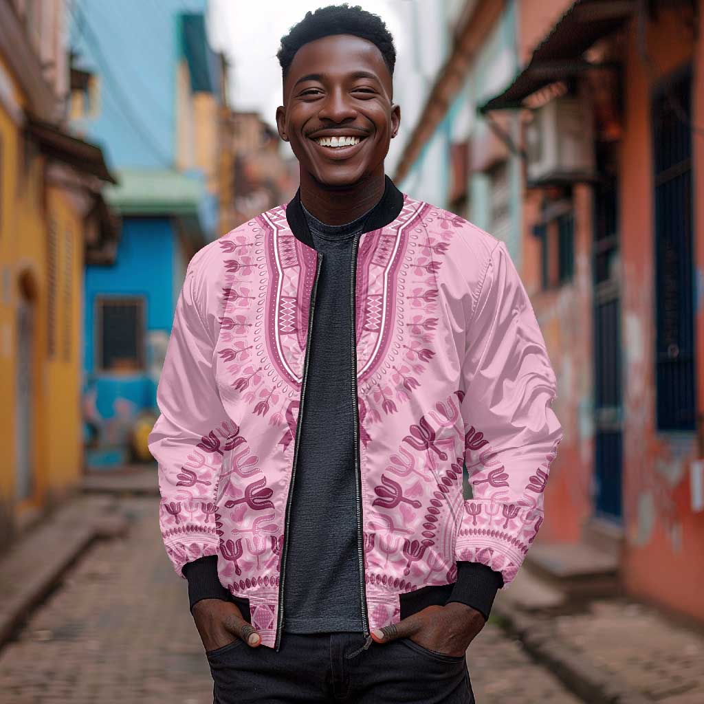 Afro Breast Cancer Awareness Dashiki Bomber Jacket Glamorous Pink - African Pride