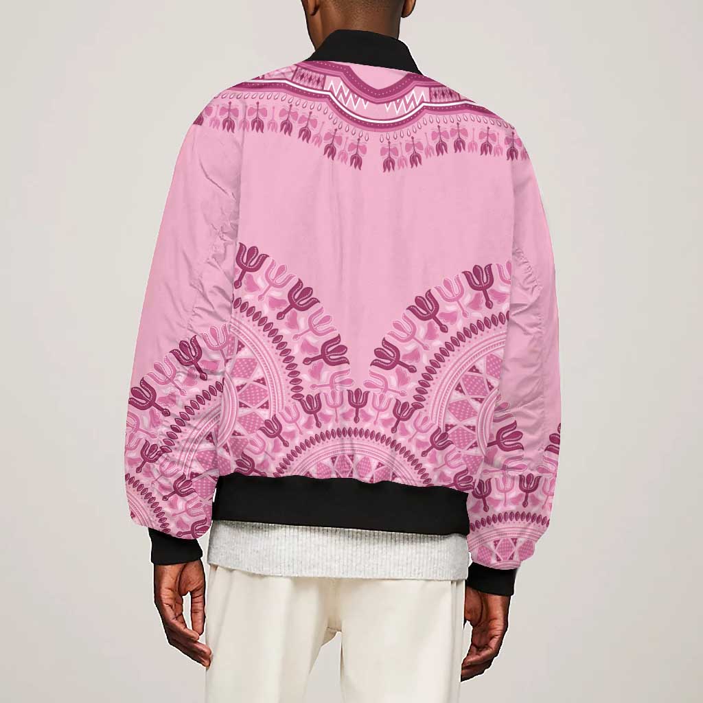 Afro Breast Cancer Awareness Dashiki Bomber Jacket Glamorous Pink - African Pride