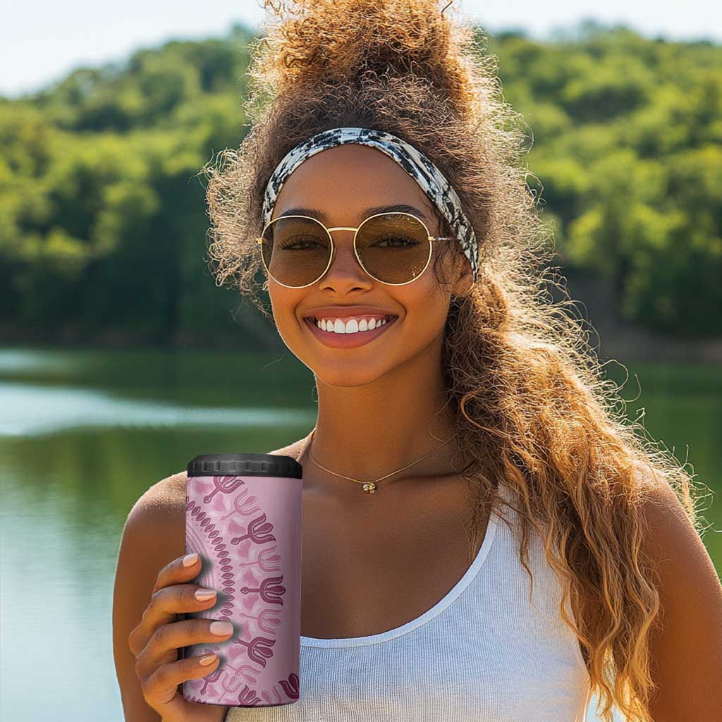 Afro Breast Cancer Awareness Dashiki 4 in 1 Can Cooler Tumbler Glamorous Pink - African Pride