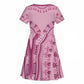 Afro Breast Cancer Awareness Dashiki Kid Short Sleeve Dress Glamorous Pink - African Pride