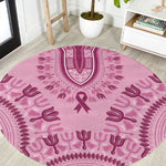 Afro Breast Cancer Awareness Dashiki Round Carpet Glamorous Pink - African Pride