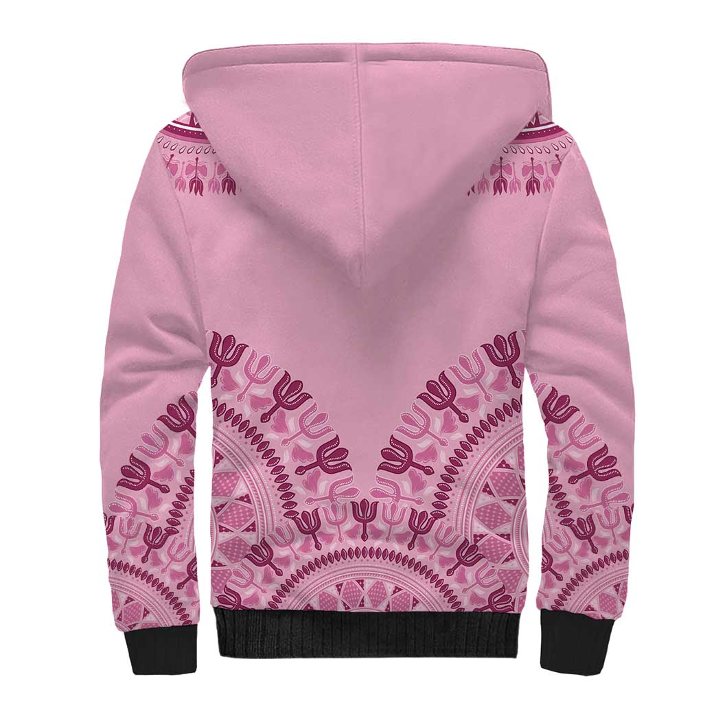Afro Breast Cancer Awareness Dashiki Sherpa Hoodie Glamorous Pink - African Pride