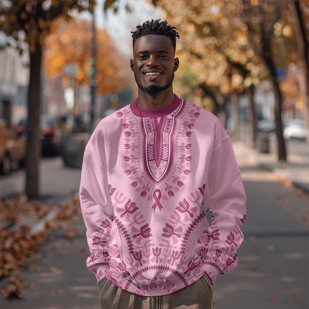 Afro Breast Cancer Awareness Dashiki Sweatshirt Glamorous Pink - African Pride