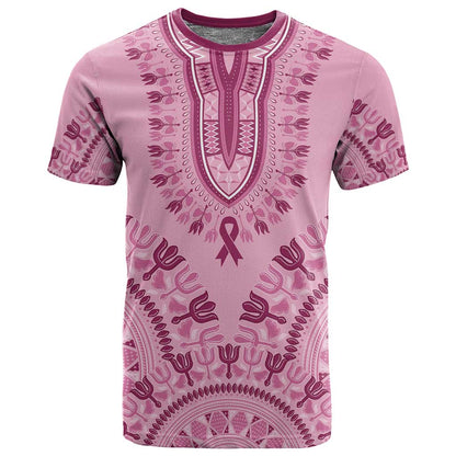 Afro Breast Cancer Awareness Dashiki T shirt Glamorous Pink - African Pride
