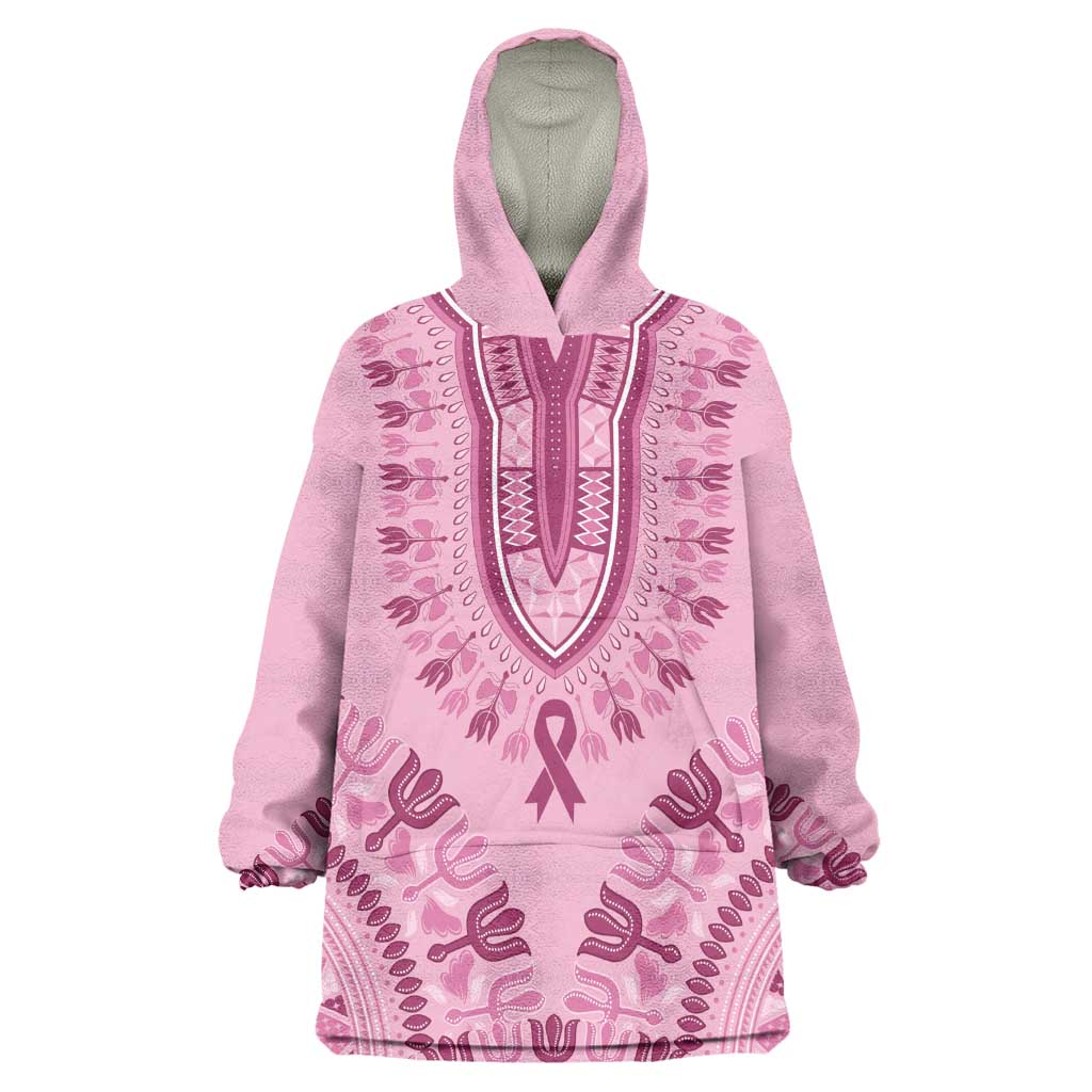 Afro Breast Cancer Awareness Dashiki Wearable Blanket Hoodie Glamorous Pink - African Pride