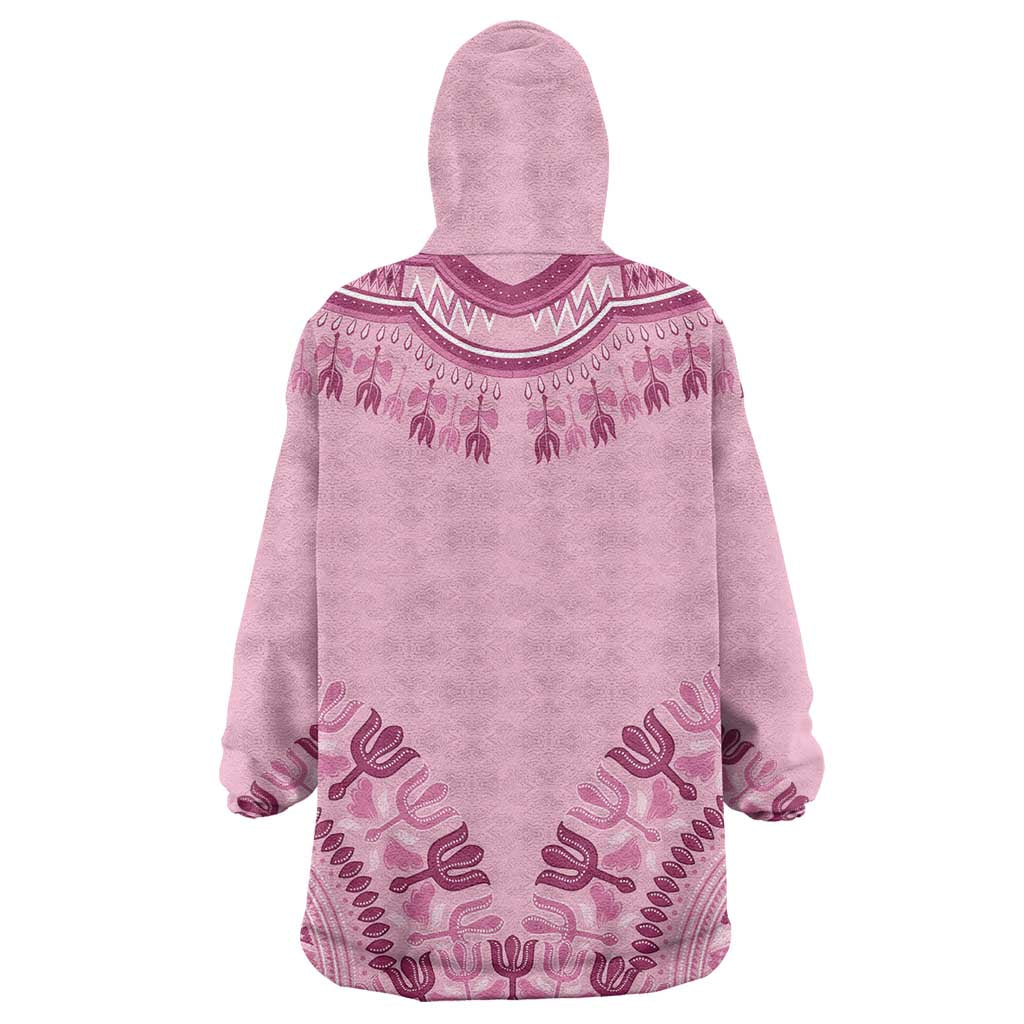 Afro Breast Cancer Awareness Dashiki Wearable Blanket Hoodie Glamorous Pink - African Pride