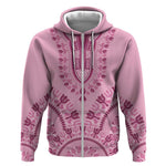 Afro Breast Cancer Awareness Dashiki Zip Hoodie Glamorous Pink - African Pride