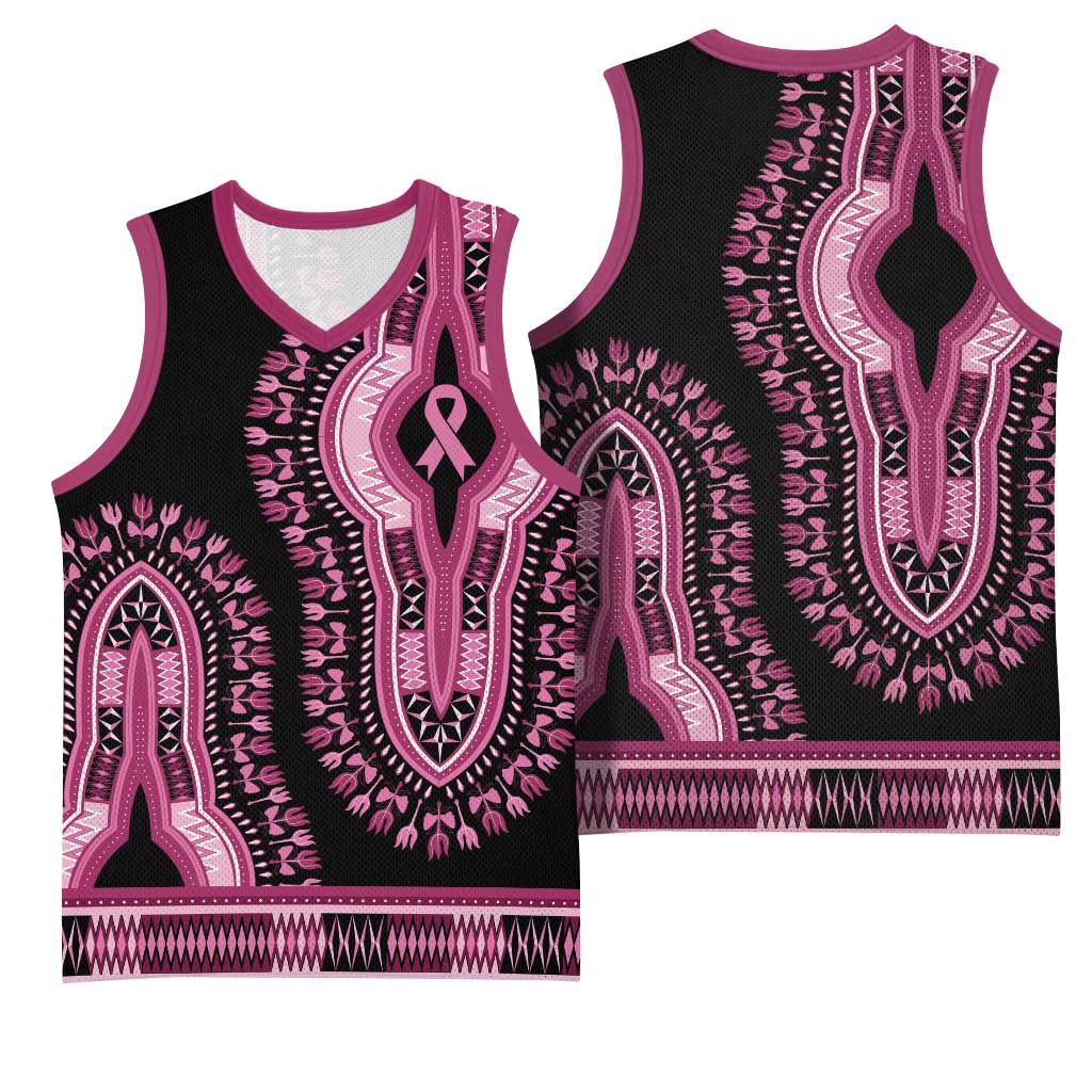 Breast Cancer Awareness Pink Ribbon Afro Basketball Jersey Dashiki Style LT7
