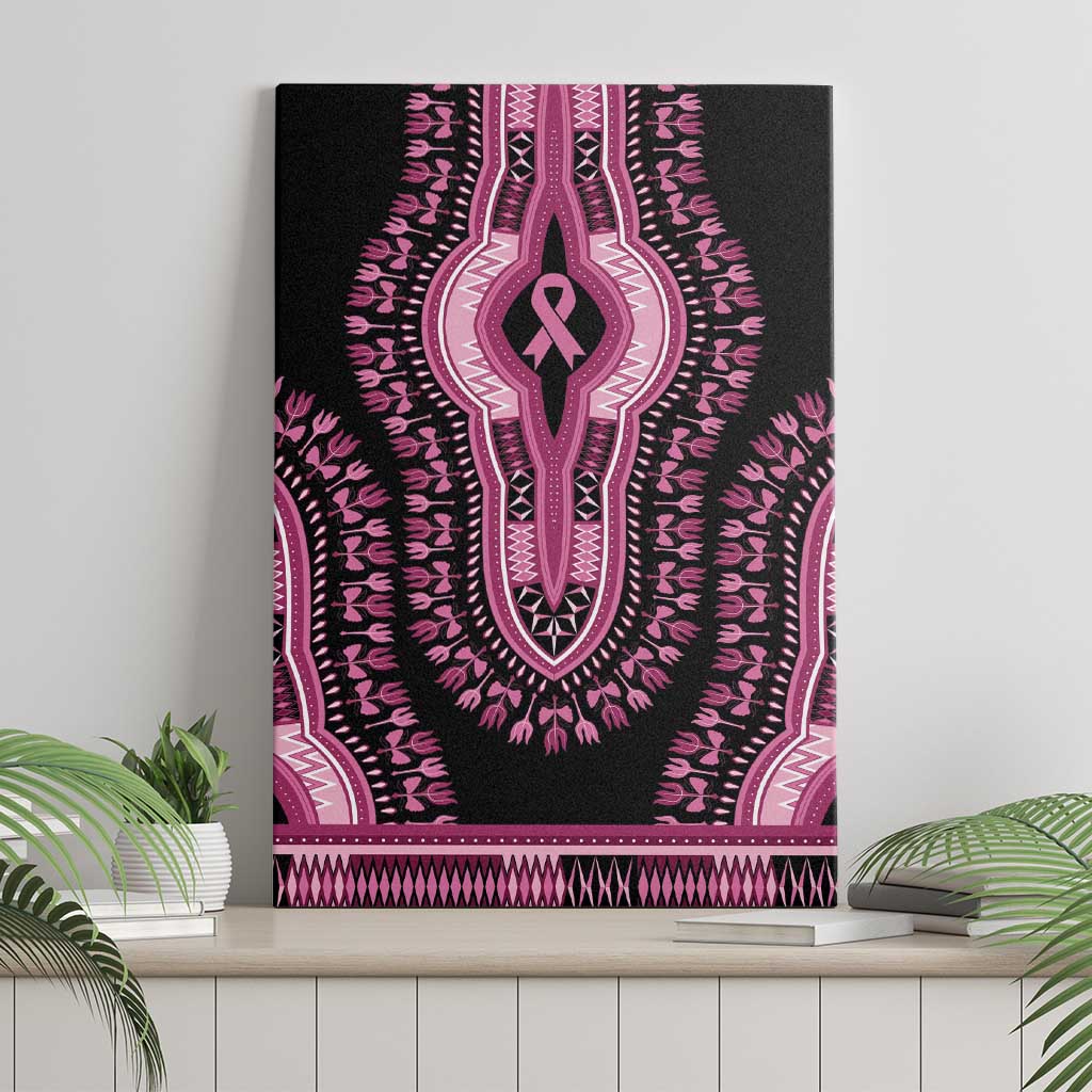 Breast Cancer Awareness Pink Ribbon Afro Canvas Wall Art Dashiki Style - African Pride
