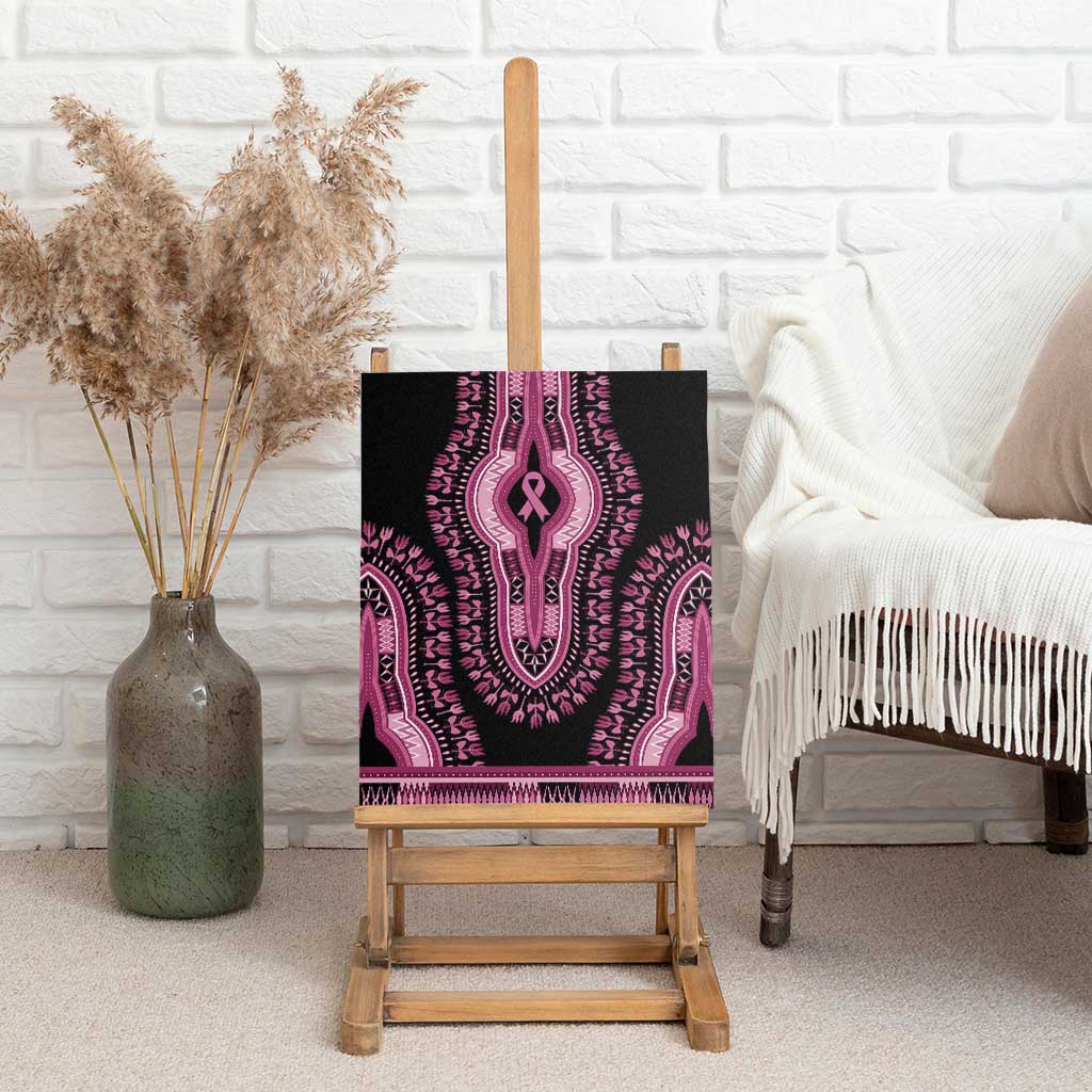 Breast Cancer Awareness Pink Ribbon Afro Canvas Wall Art Dashiki Style - African Pride
