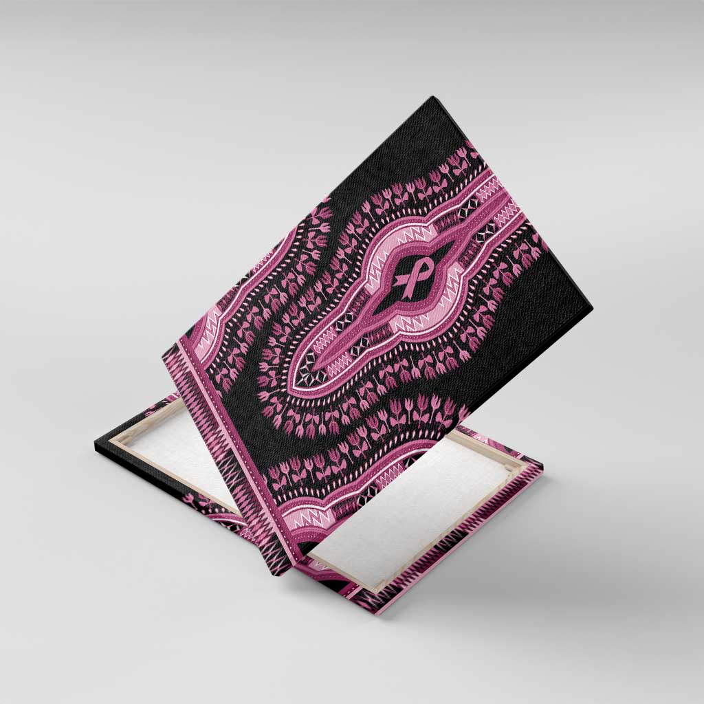 Breast Cancer Awareness Pink Ribbon Afro Canvas Wall Art Dashiki Style - African Pride