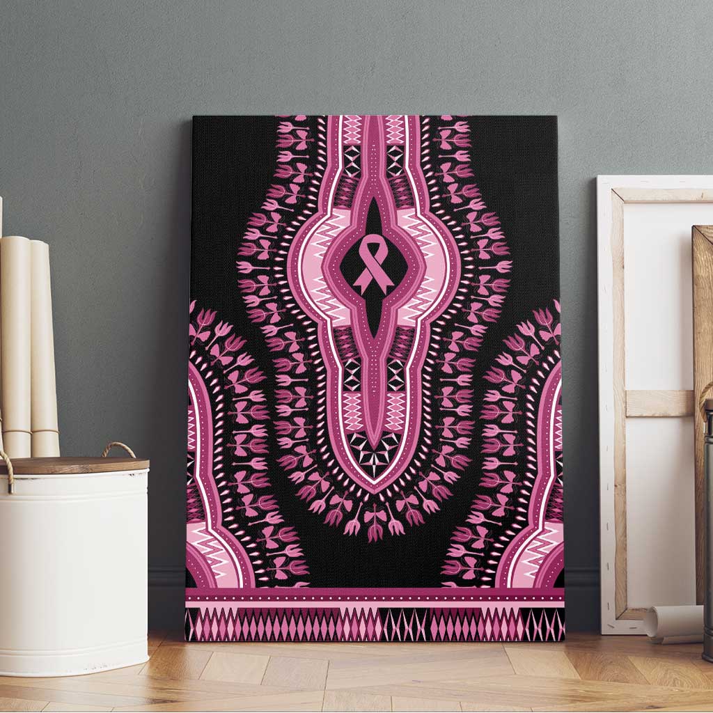 Breast Cancer Awareness Pink Ribbon Afro Canvas Wall Art Dashiki Style - African Pride