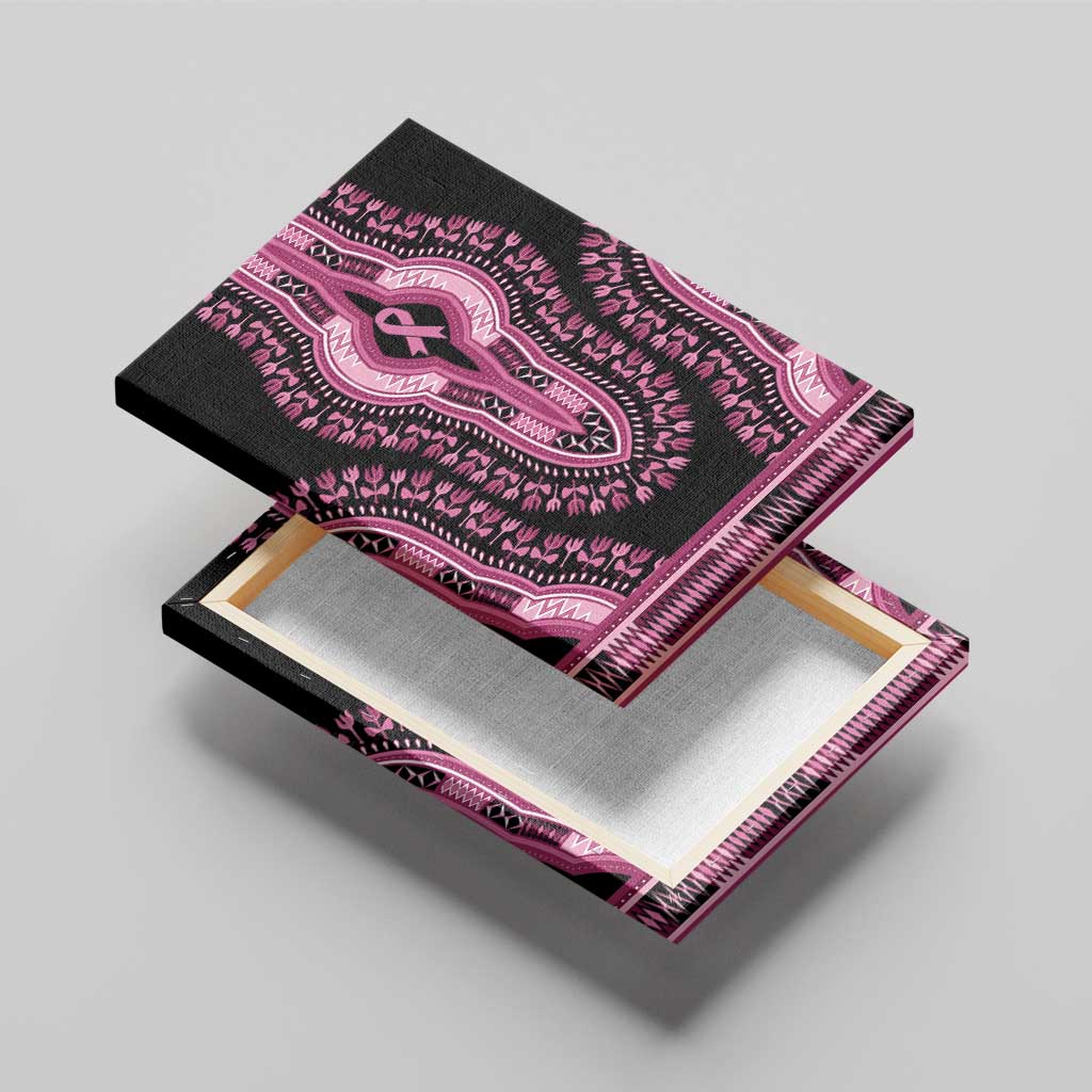 Breast Cancer Awareness Pink Ribbon Afro Canvas Wall Art Dashiki Style - African Pride