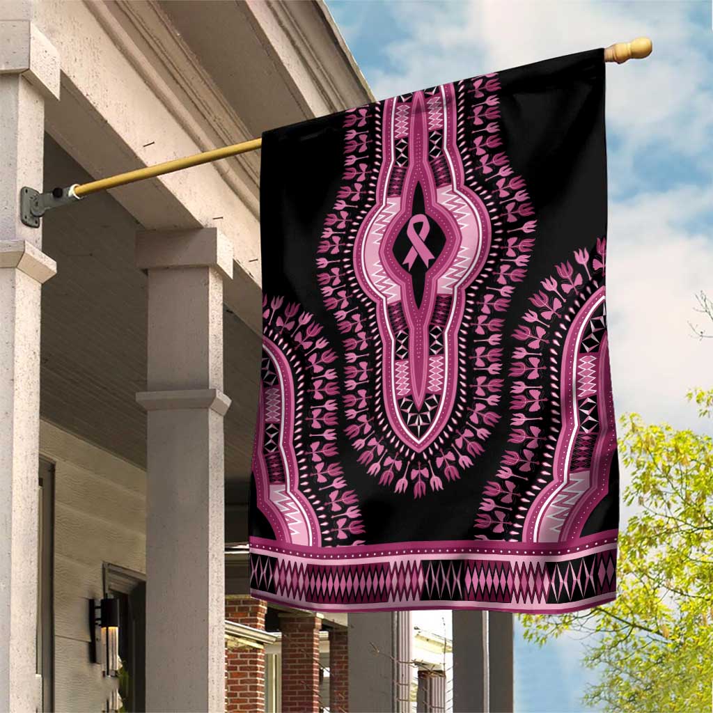 Breast Cancer Awareness Pink Ribbon Afro Garden Flag Dashiki Style - African Pride