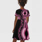 Breast Cancer Awareness Pink Ribbon Afro Kid Short Sleeve Dress Dashiki Style - African Pride
