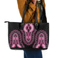 Breast Cancer Awareness Pink Ribbon Afro Leather Tote Bag Dashiki Style - African Pride