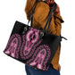 Breast Cancer Awareness Pink Ribbon Afro Leather Tote Bag Dashiki Style - African Pride