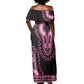 Breast Cancer Awareness Pink Ribbon Afro Off Shoulder Maxi Dress Dashiki Style - African Pride