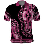 Breast Cancer Awareness Pink Ribbon Afro Polo Shirt Dashiki Style - African Pride