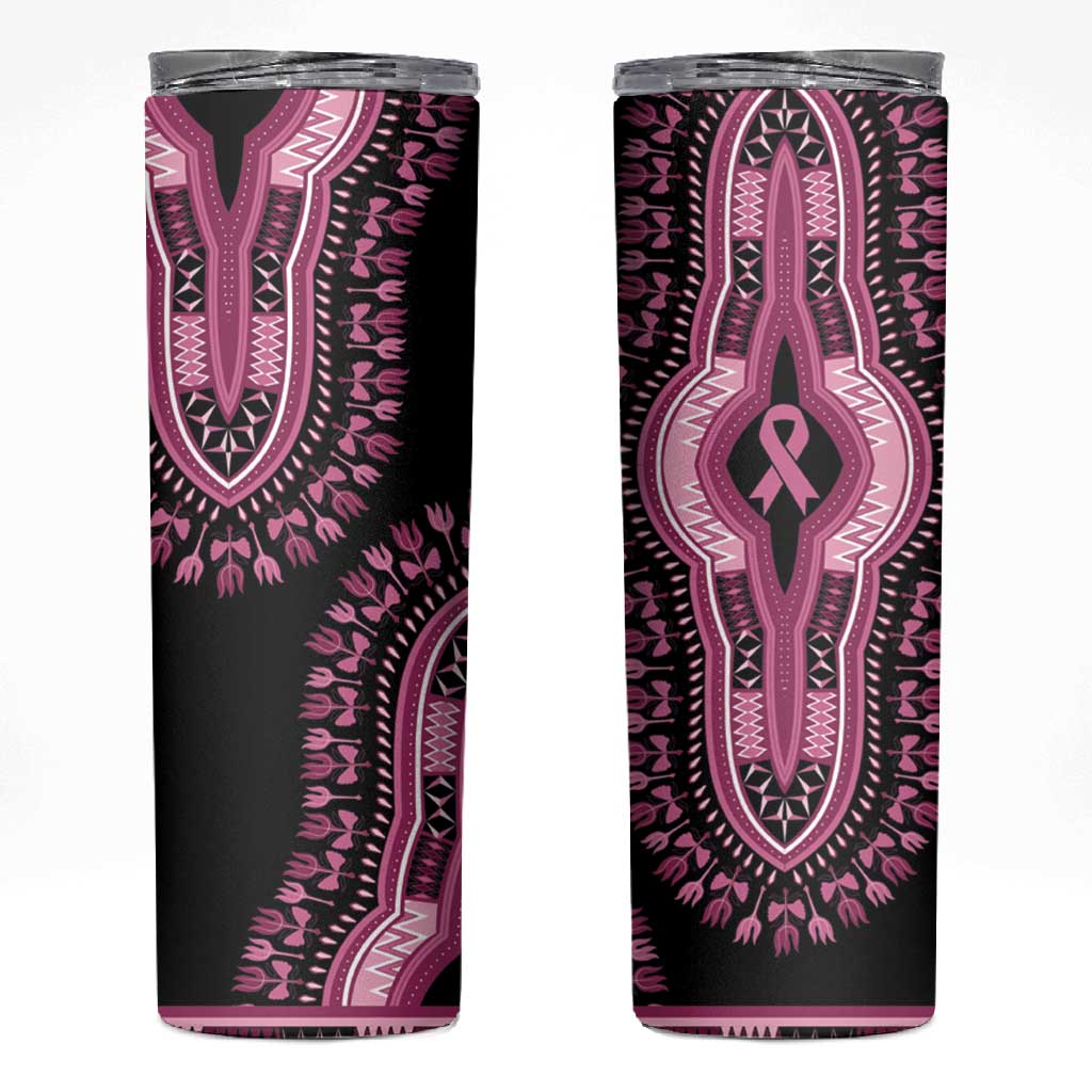 Breast Cancer Awareness Pink Ribbon Afro Skinny Tumbler Dashiki Style - African Pride