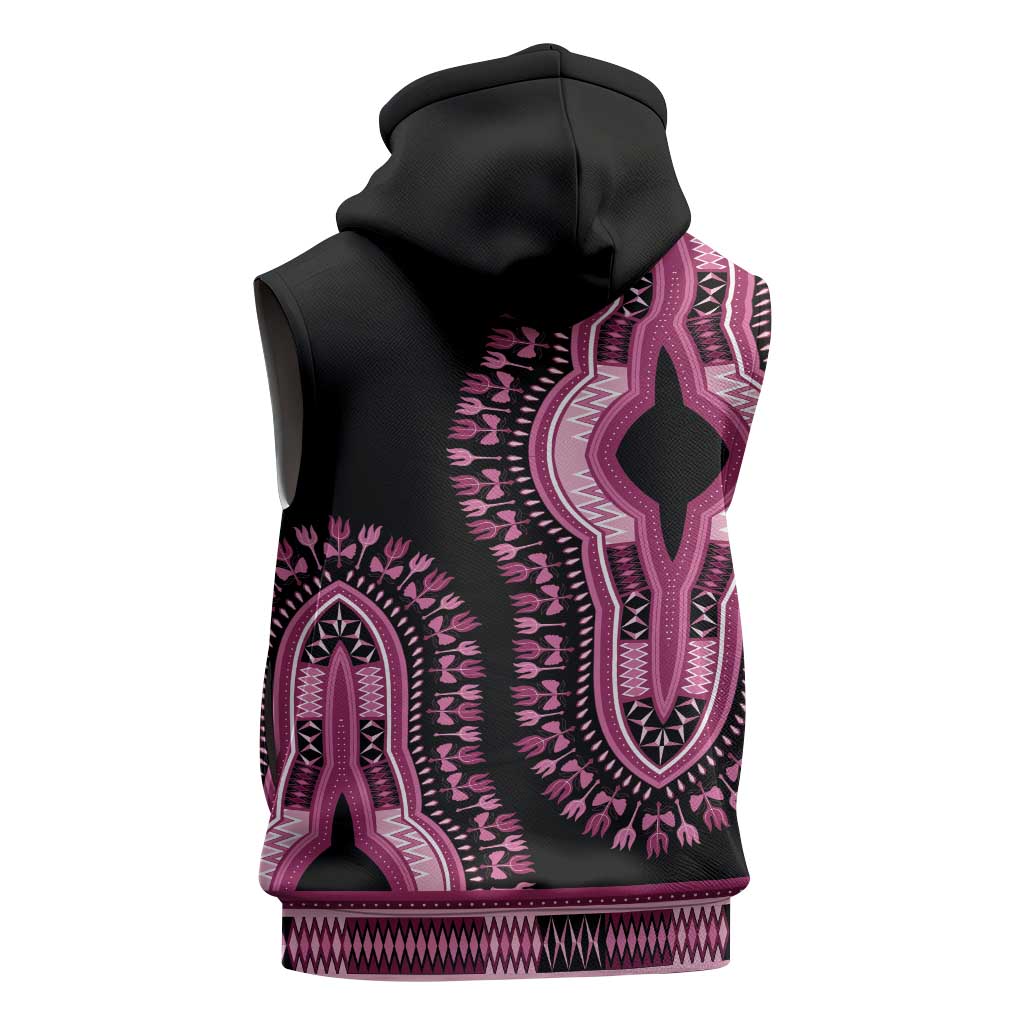 Breast Cancer Awareness Pink Ribbon Afro Sleeveless Hoodie Dashiki Style - African Pride