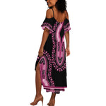 Breast Cancer Awareness Pink Ribbon Afro Summer Maxi Dress Dashiki Style - African Pride