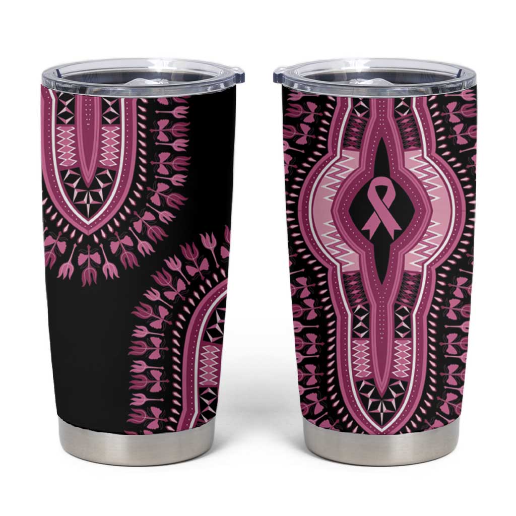 Breast Cancer Awareness Pink Ribbon Afro Tumbler Cup Dashiki Style - African Pride