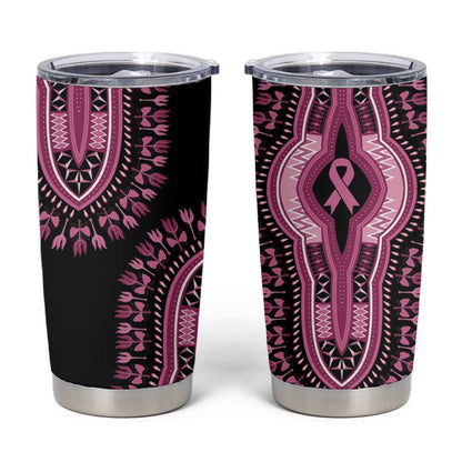 Breast Cancer Awareness Pink Ribbon Afro Tumbler Cup Dashiki Style - African Pride
