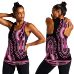 Breast Cancer Awareness Pink Ribbon Afro Women Racerback Tank Dashiki Style - African Pride