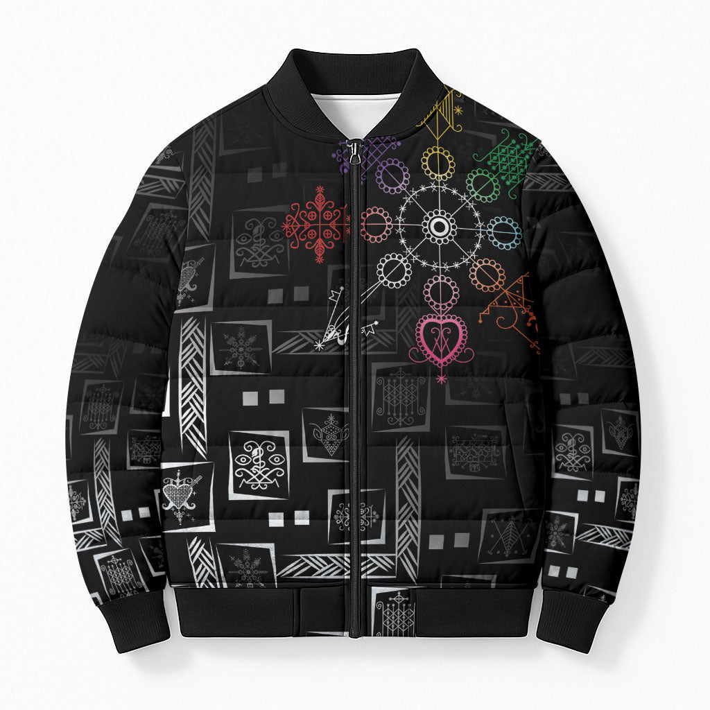 Afro Haiti Vodou Milokan Bomber Puffer Jacket