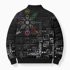 Afro Haiti Vodou Milokan Bomber Puffer Jacket