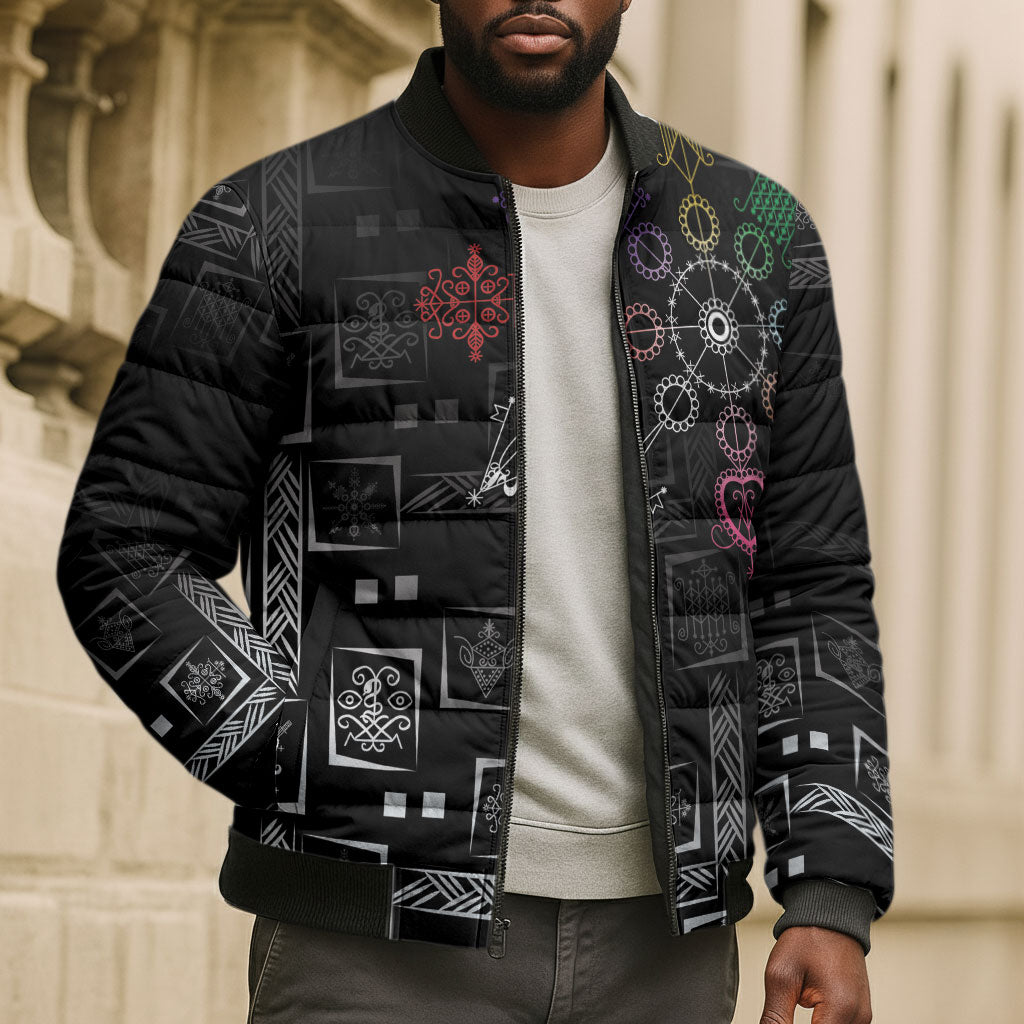 Afro Haiti Vodou Milokan Bomber Puffer Jacket