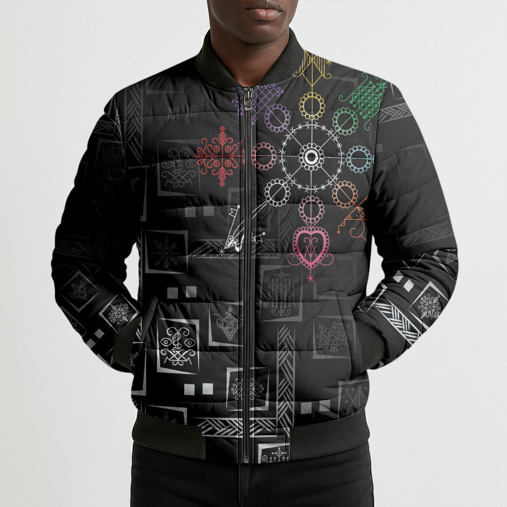 Afro Haiti Vodou Milokan Bomber Puffer Jacket