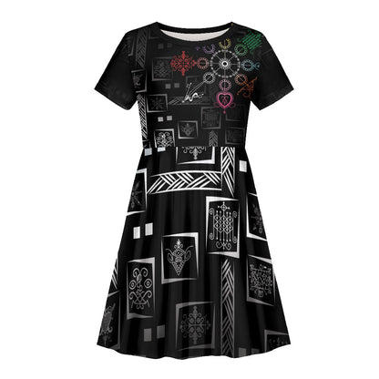 Afro Haiti Vodou Milokan Kid Short Sleeve Dress