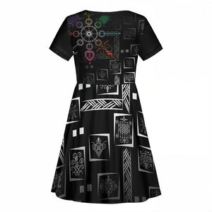 Afro Haiti Vodou Milokan Kid Short Sleeve Dress