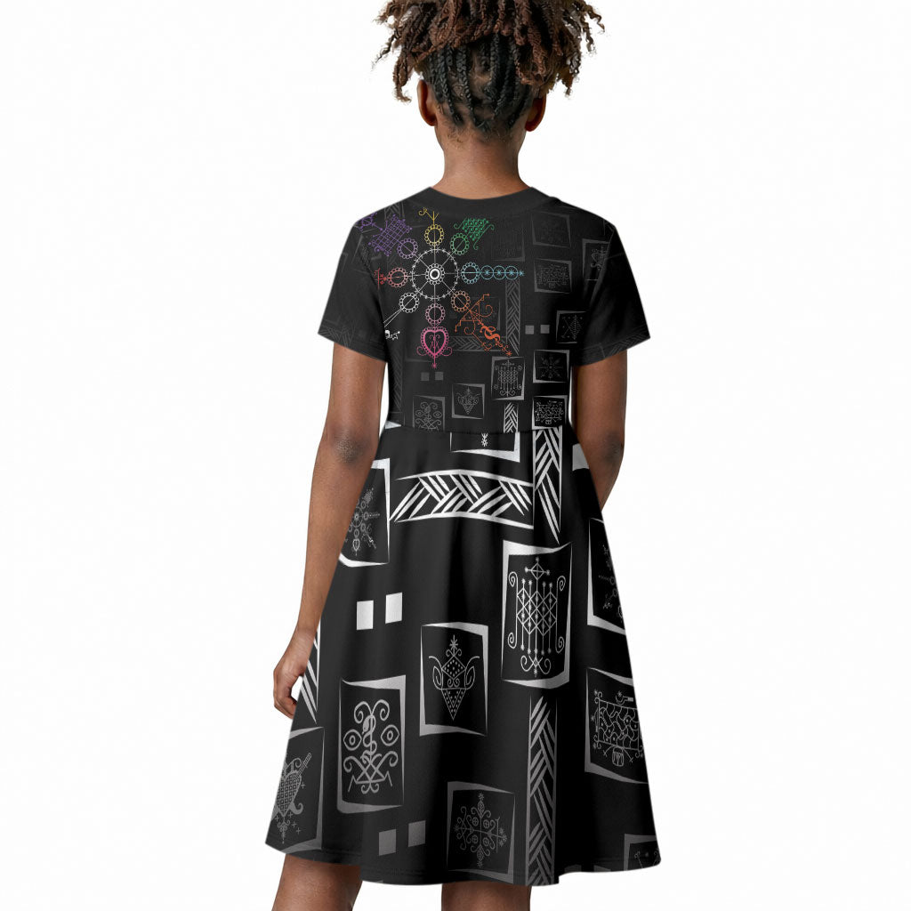 Afro Haiti Vodou Milokan Kid Short Sleeve Dress