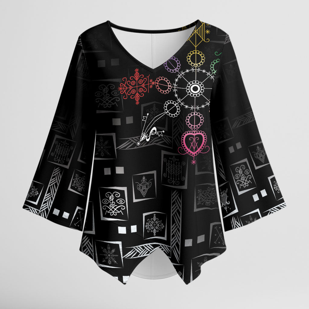 Afro Haiti Vodou Milokan Kimono Sleeve Blouse