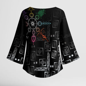 Afro Haiti Vodou Milokan Kimono Sleeve Blouse