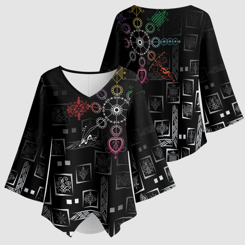 Afro Haiti Vodou Milokan Kimono Sleeve Blouse